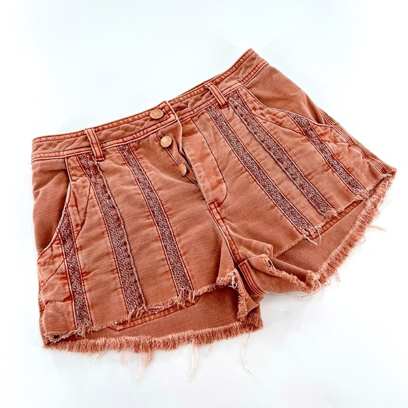 Like New Free People Dusty Rose Great Expectation Boho Lace Shorts Size 6 - Picture 2 of 10